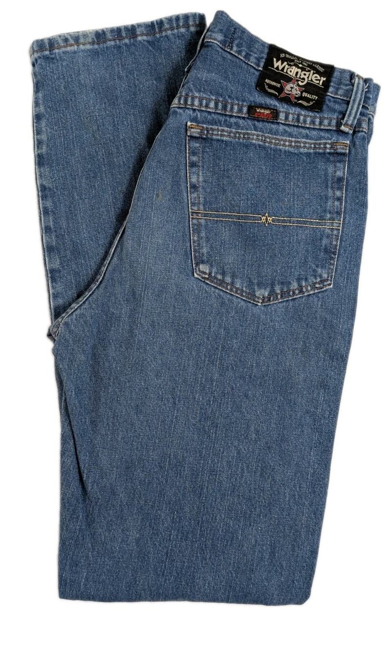 Wrangler PBR Jeans Mens 32W 36L Blue Denim Straight Leg Western Cowboy 32x36